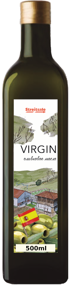Масло оливковое Virgin Olive Oil в стеклянной бутылке 500мл