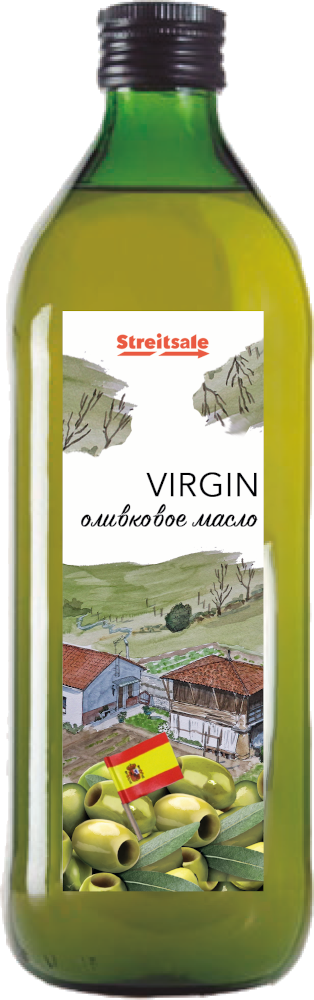 Масло оливковое Virgin Olive Oil в стеклянной бутылке 1л.